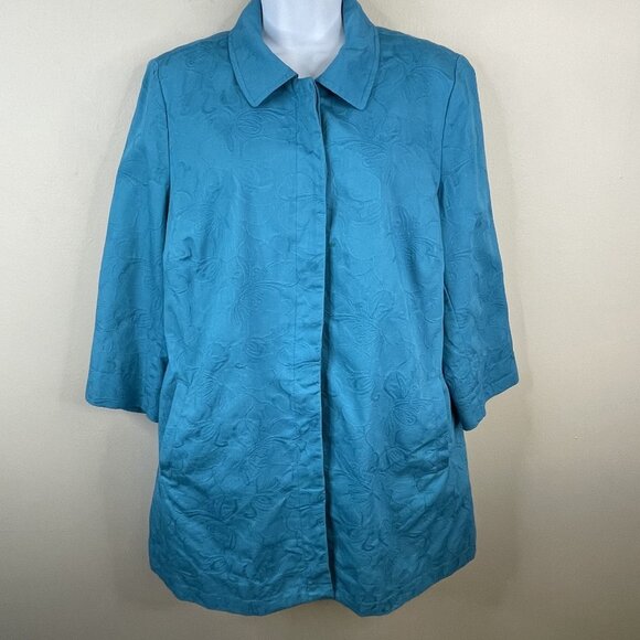 Chico's Career Jacket Womens 2 Large Button Up Overcoat Trench Business Casual - Picture 1 of 12